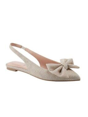 Bandolino Simona2 Womens Slingback Flats W/Bow Pointed Toe Gold Size 6 New